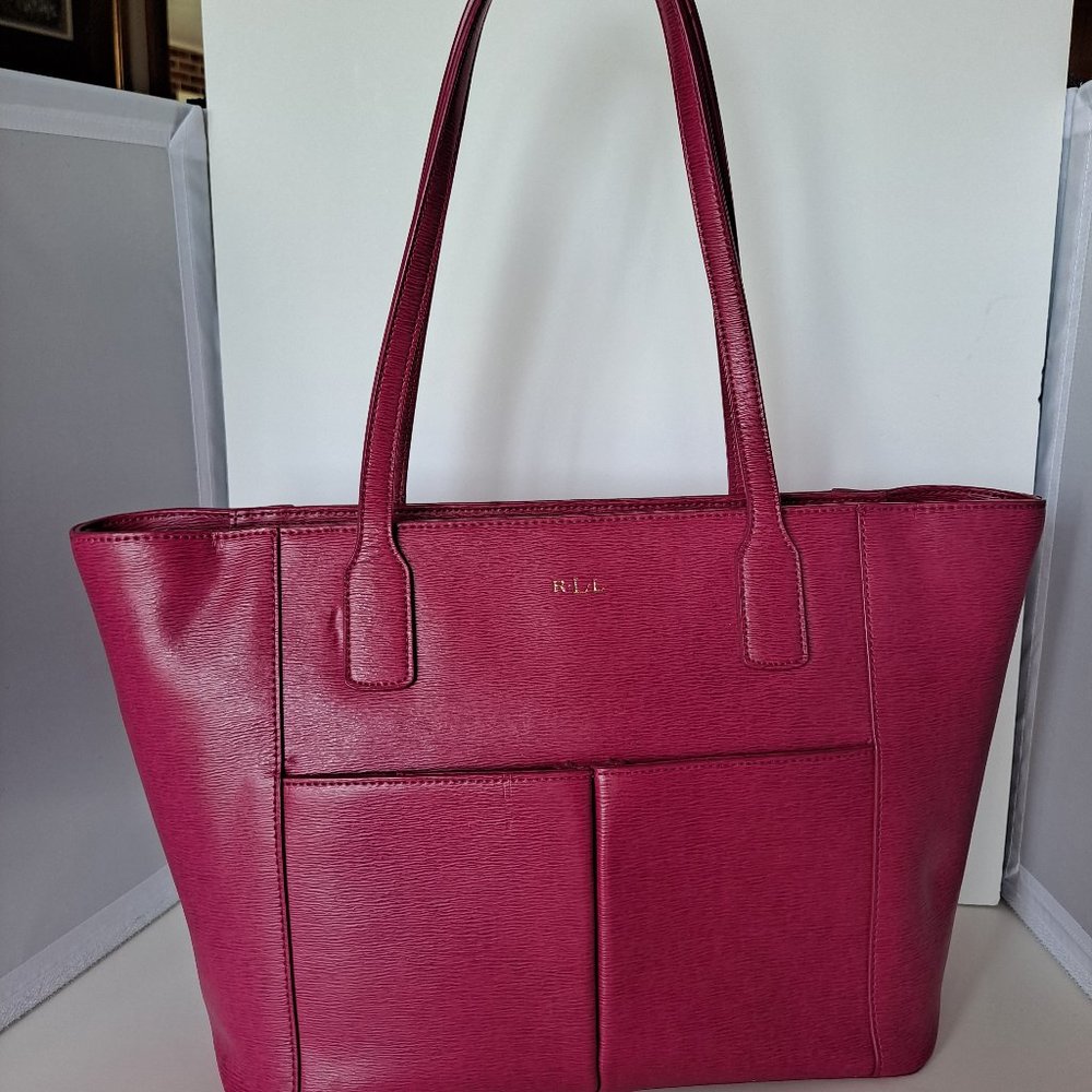 Ralph Lauren fuchsia leather tote